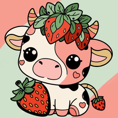 cute strawberry cow