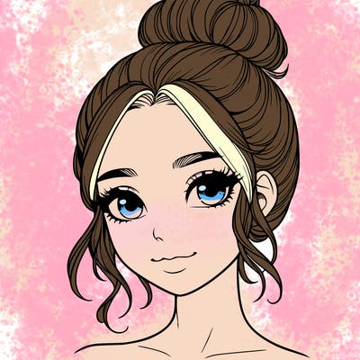 realistic pretty girl with hair in bun