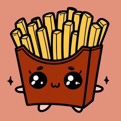 a cute. french fries