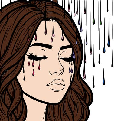 rain going over realistic woman’s face
