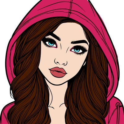 realistic beautiful girl with a hood on