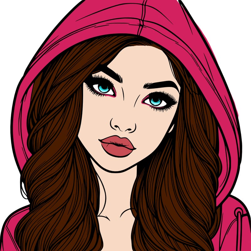 realistic beautiful girl with a hood on