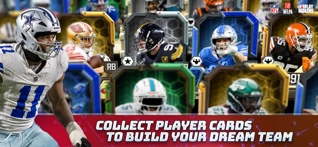 NFL 2K Playmakers - Una vetrina di varie carte giocatore NFL per costruire una squadra dei sogni nel gioco mobile NFL 2K Playmakers