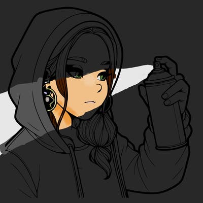 a realistic girl, spray painting