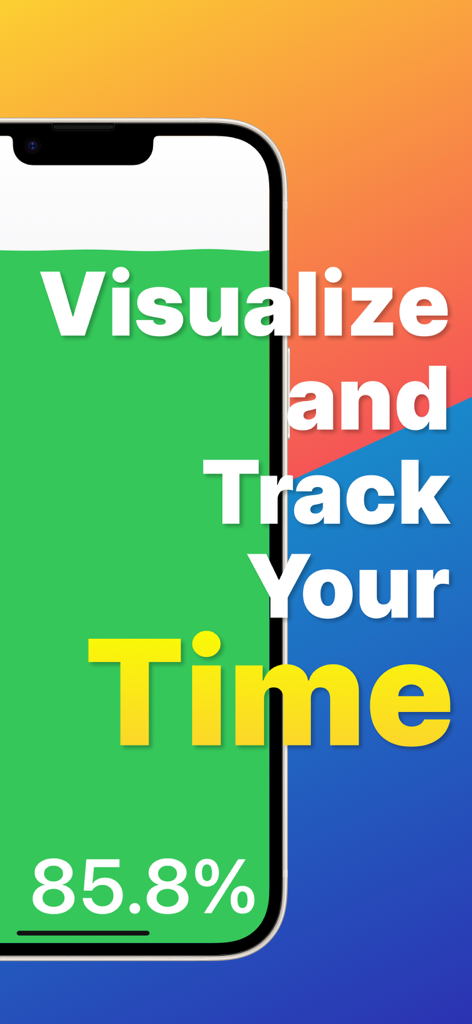Pantalla de teléfono inteligente que muestra el seguimiento del tiempo como un porcentaje con una barra de progreso verde