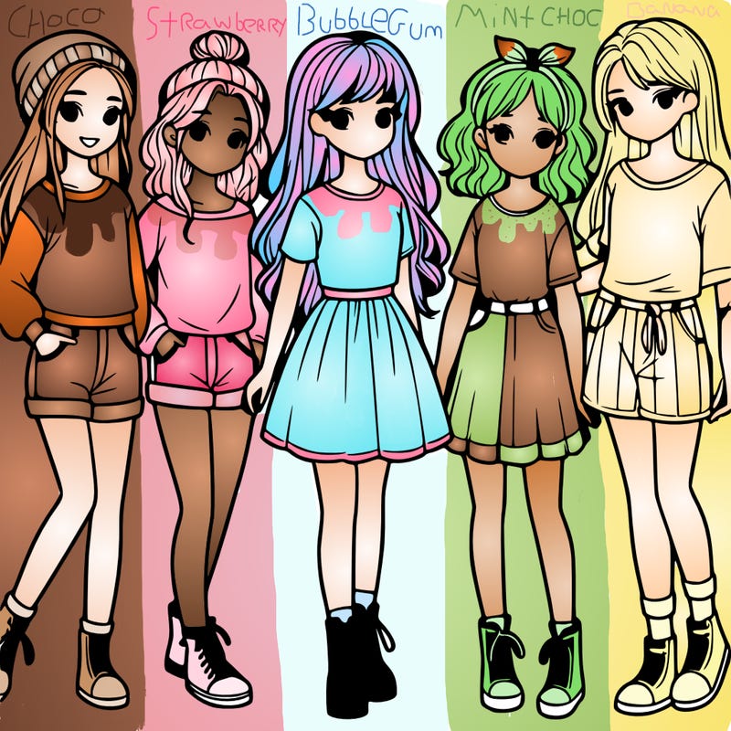 a group of five girls