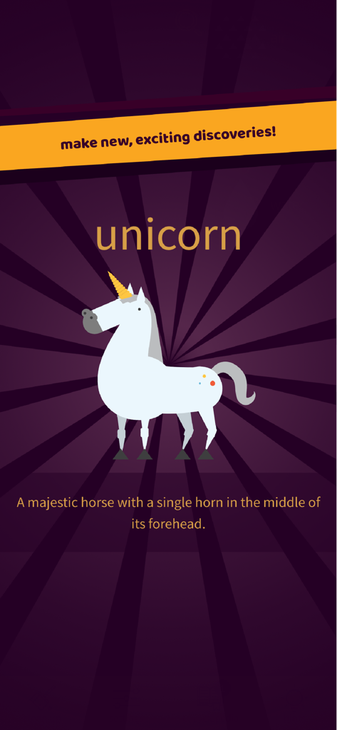 Little Alchemy 2 - A white unicorn discovery screen with description in Little Alchemy 2