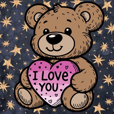 teddy bear holding an i love you heart