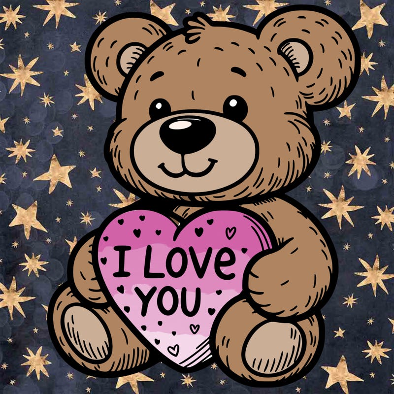 teddy bear holding an i love you heart