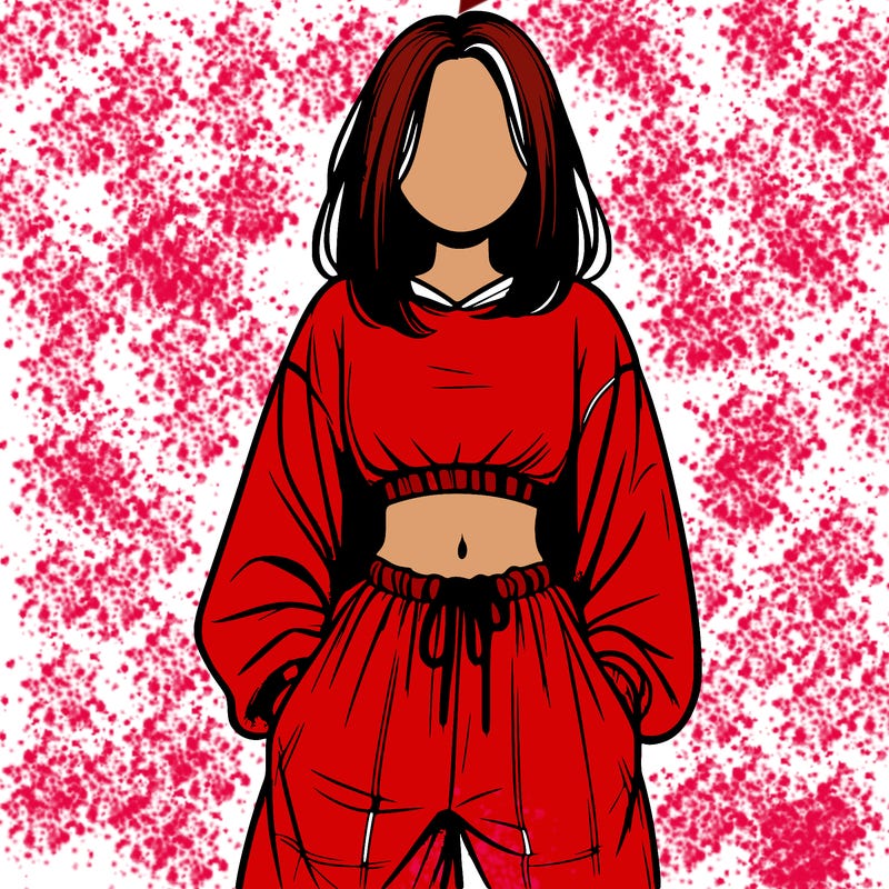 realistic girl faceless with baggy pants and a crop top