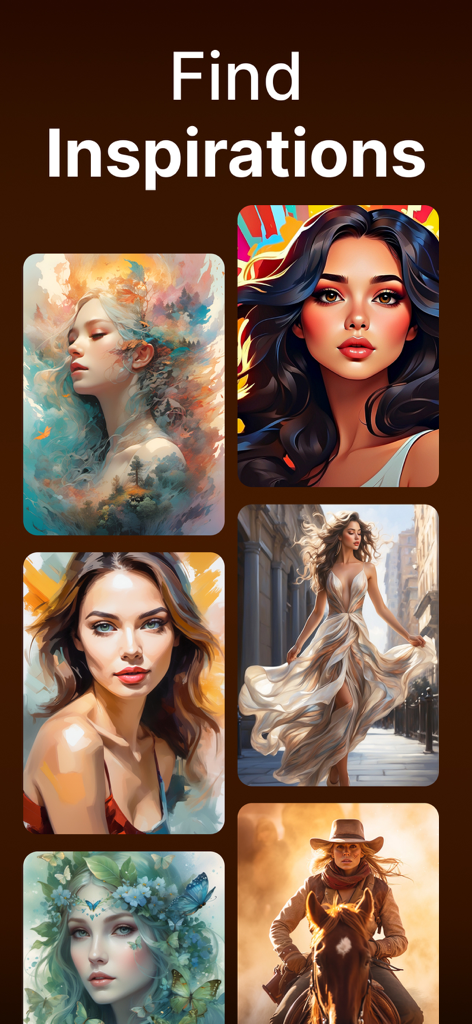 Imagine - AI Art Generator - A collection of AI generated portraits in different artistic styles for inspiration.