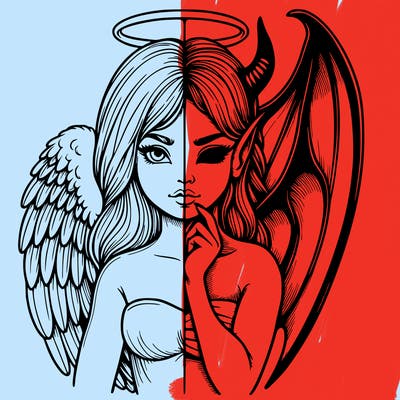 realistic angel half demon