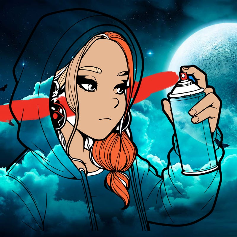 a realistic girl, spray painting