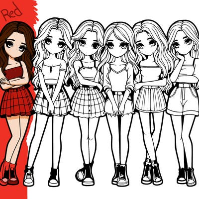 a group of girls realistic