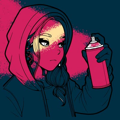 a realistic girl, spray painting