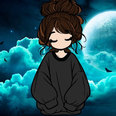 girl with baggy sweatshirt and messy bun