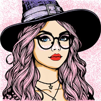 a witch with glasses realistic