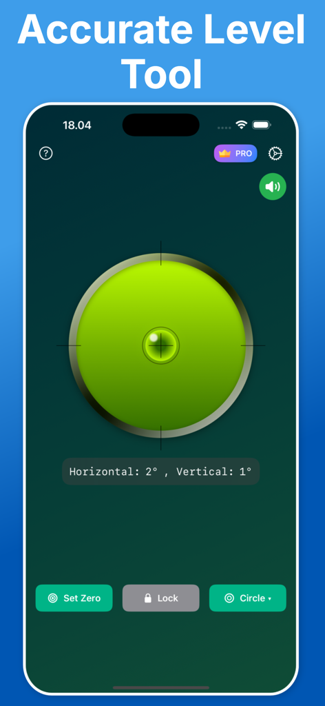 Level Tool ™ - Una herramienta de nivel de burbuja digital que muestra mediciones precisas de grados horizontales y verticales en la pantalla de un móvil.