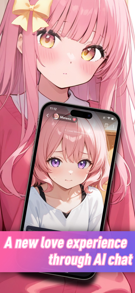 Feelin AI: AI Chat & Companion - Smartphone screen displaying an AI chat with an anime girl character in the Feelin AI app