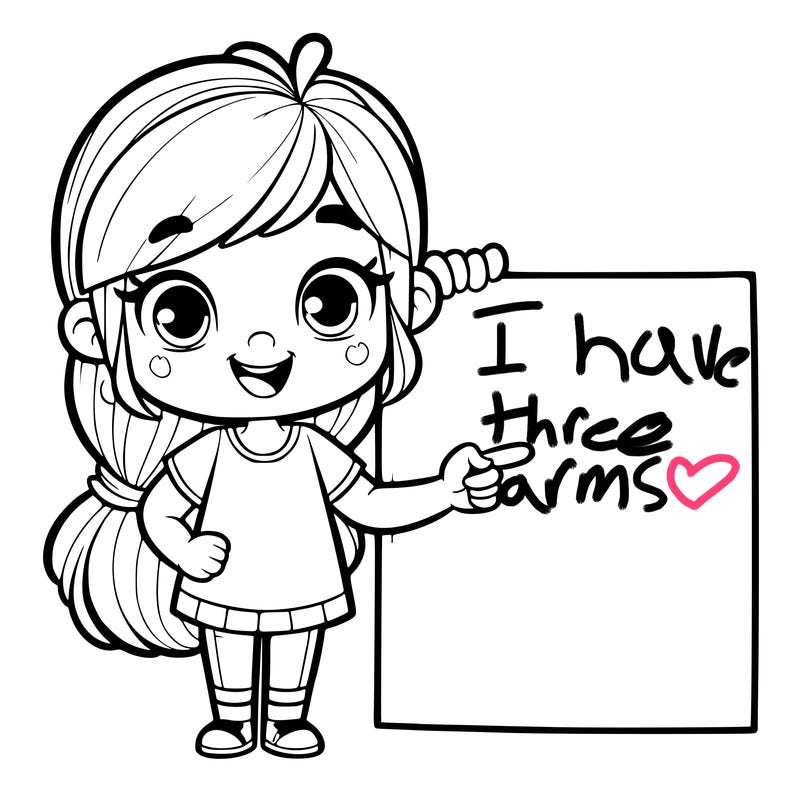 girl pointing at blank paper