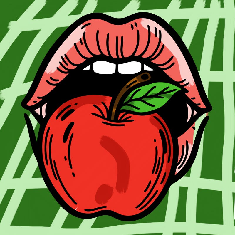 lips eating apple