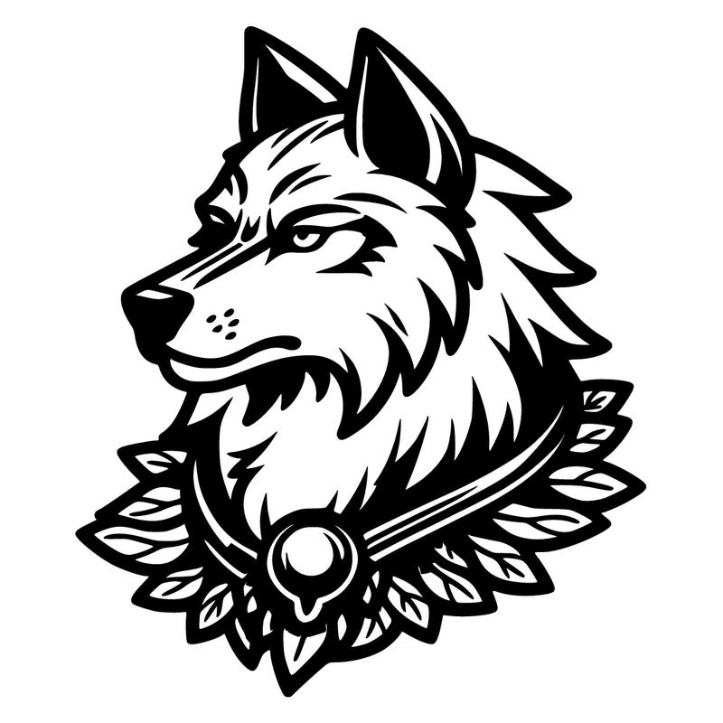 wolf with silver head piece