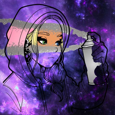 a realistic girl, spray painting