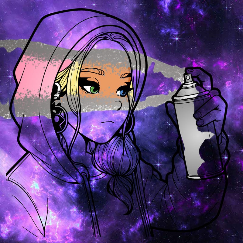 a realistic girl, spray painting