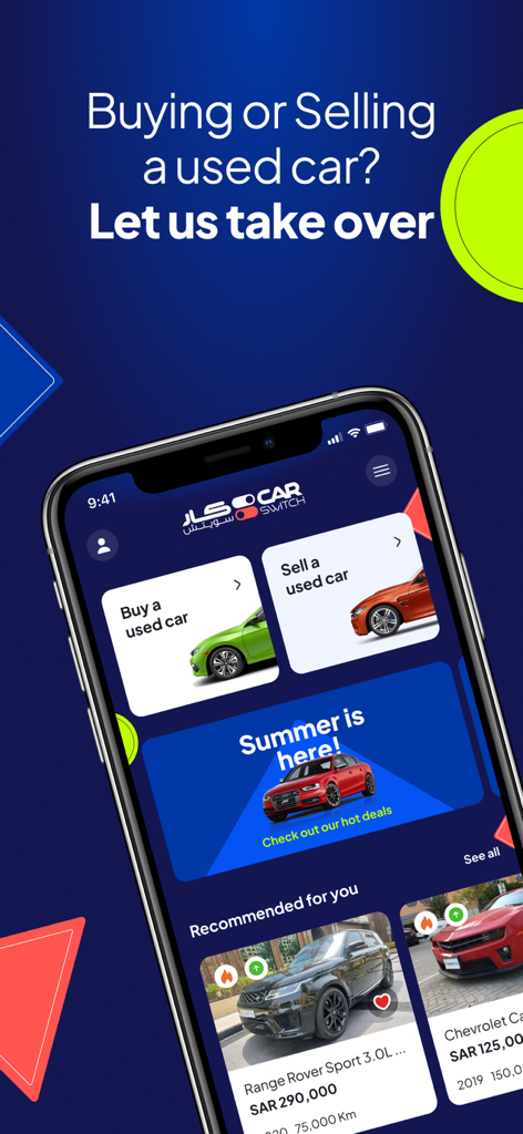 CarSwitch | Used Cars in KSA - CarSwitch mobile app interface for buying and selling used cars in Saudi Arabia