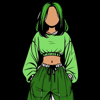 realistic girl faceless with baggy pants and a crop top