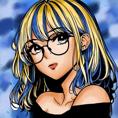 manga woman character with glasses and nice lips
