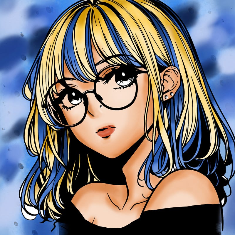 manga woman character with glasses and nice lips
