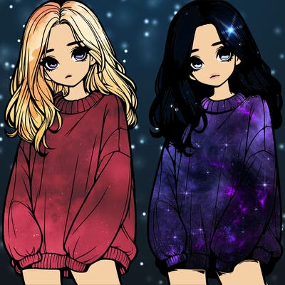 realistic girl with baggy sweater