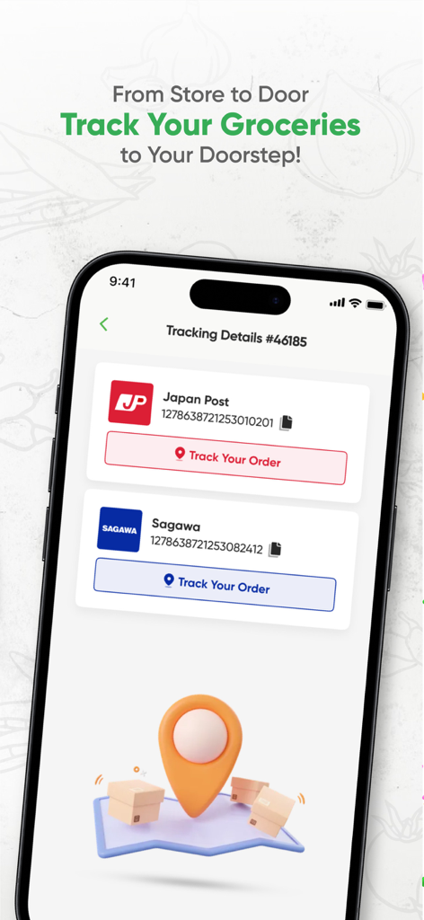 Shinjuku Halal Food - 新宿ハラルフードの配送状況をリアルタイムで追跡できるモバイルアプリのインターフェース。