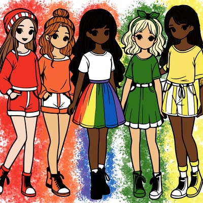 a group of five girls