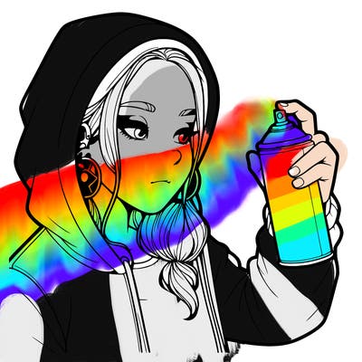 a realistic girl, spray painting