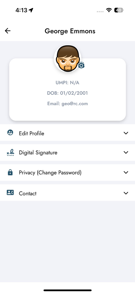 RevivingCare EVV - RevivingCare EVV app user profile screen displaying employee information and management options
