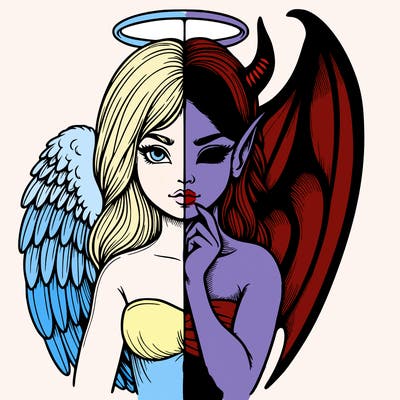 realistic angel half demon