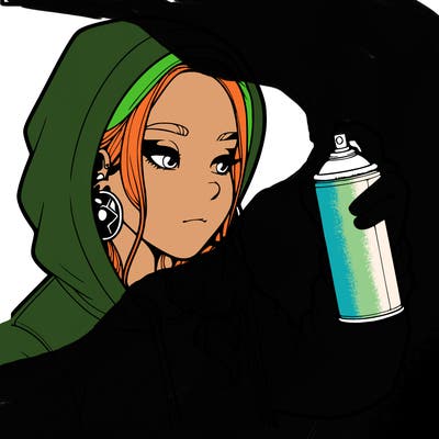 a realistic girl, spray painting