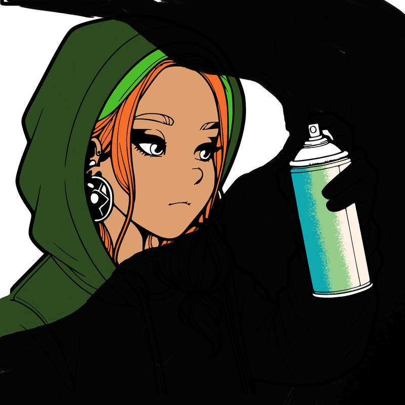 a realistic girl, spray painting