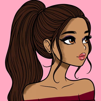 a beautiful and realistic girl with a high pony tail