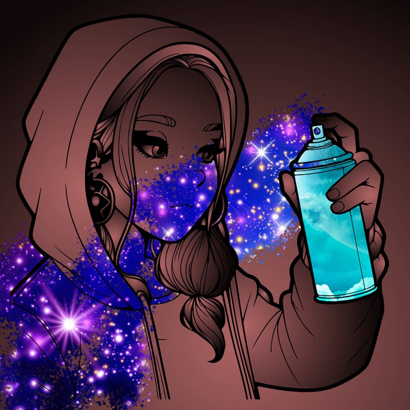 a realistic girl, spray painting