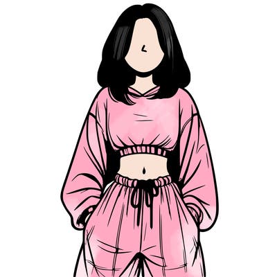 realistic girl faceless with baggy pants and a crop top