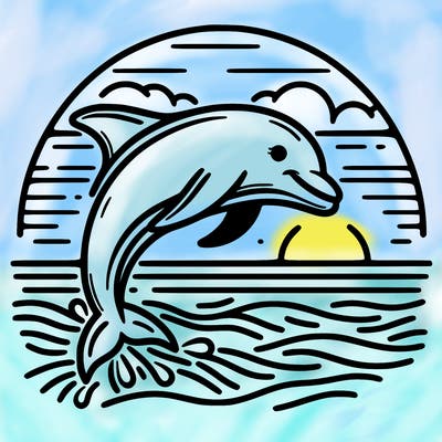 dolphin in a sunset