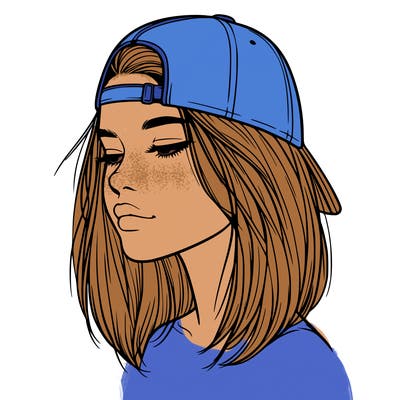 realistic  girl with a backwards hat
