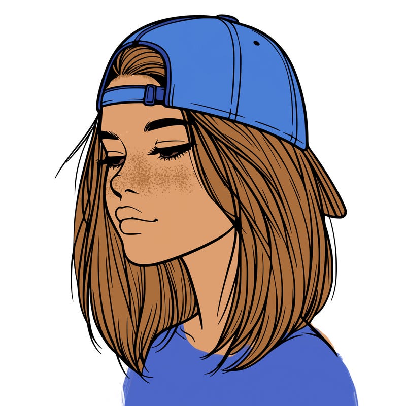 realistic  girl with a backwards hat