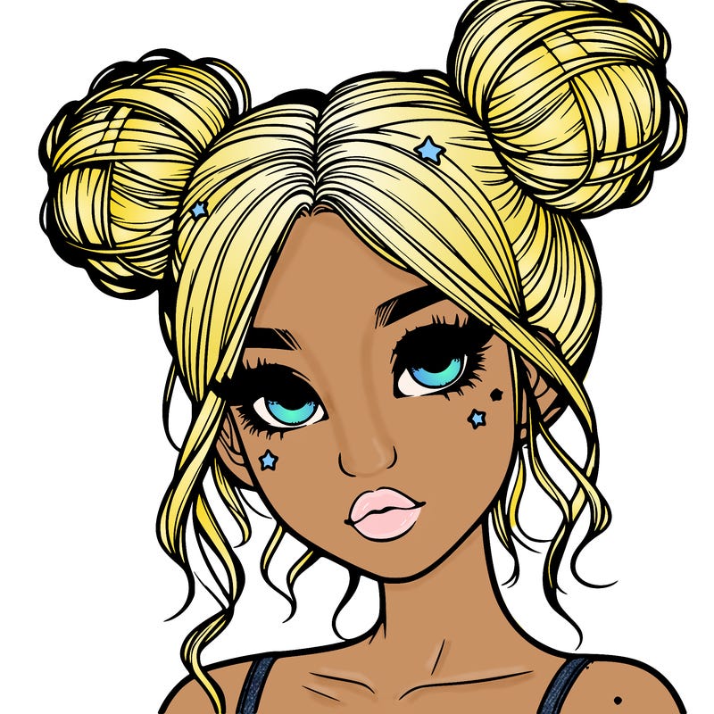 realistic girl with space buns