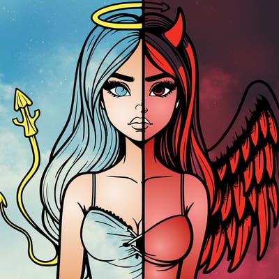 devil vs angel realistic girl