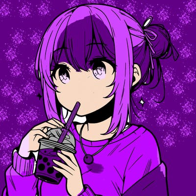 manga character drinking boba
