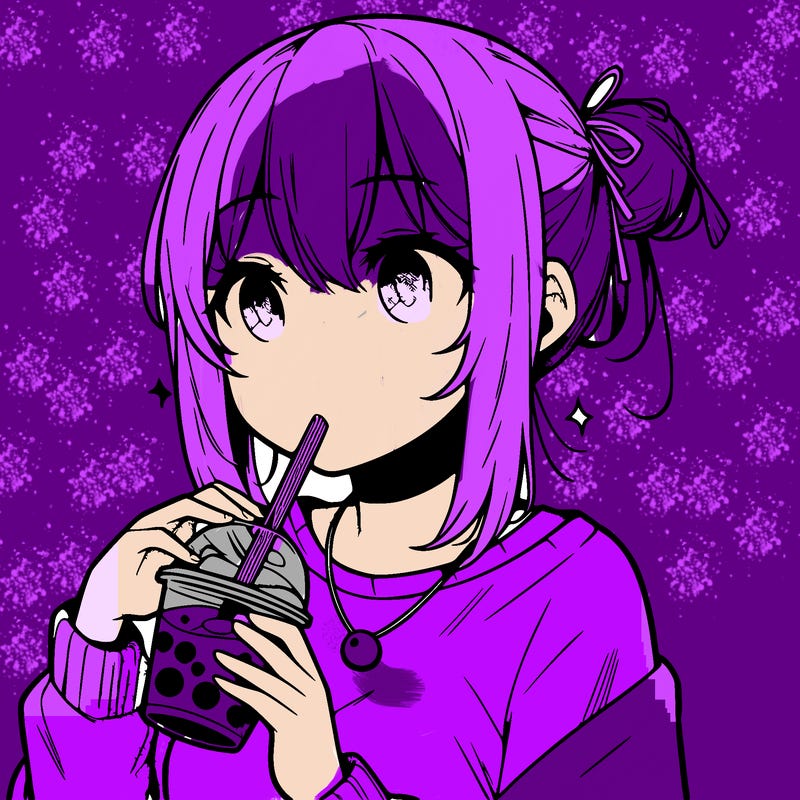 manga character drinking boba